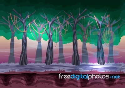 Cartoon  Landscape With Separated Layers For Game And Animation Stock Image