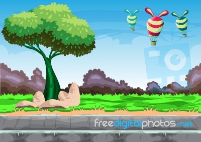 Cartoon  Landscape With Separated Layers For Game And Animation Stock Image