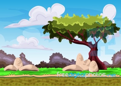 Cartoon  Landscape With Separated Layers For Game And Animation Stock Image