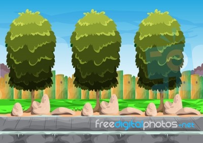 Cartoon  Landscape With Separated Layers For Game And Animation Stock Image