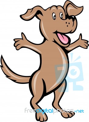 Cartoon Pet Puppy Dog Standing Arms Out Stock Image