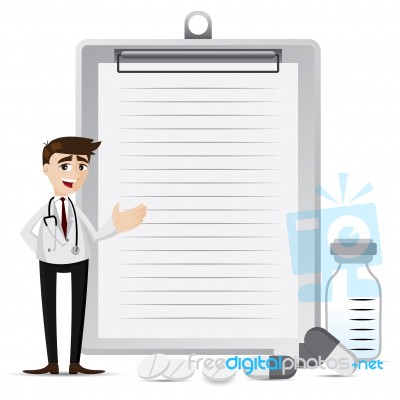 Cartoon Pharmacist With Blank Board Stock Image