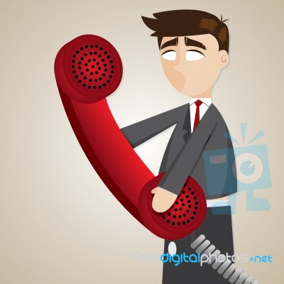 Cartoon Puppet Businessman With Telephone Stock Image