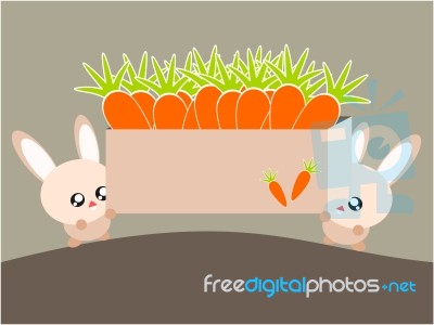 Cartoon Rabbit And Carrot Illustration Stock Image