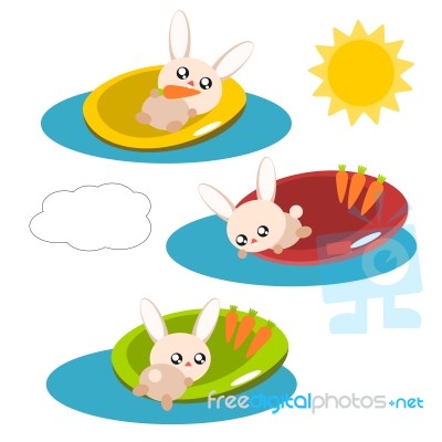 Cartoon Rabbit In The Pool Illustration Stock Image