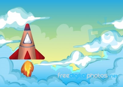 Cartoon  Space Sky With Separated Layers For Game And Animation Stock Image