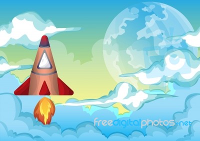 Cartoon  Space Sky With Separated Layers For Game And Animation Stock Image