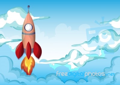 Cartoon  Space Sky With Separated Layers For Game And Animation Stock Image