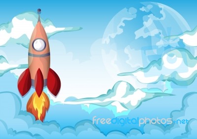 Cartoon  Space Sky With Separated Layers For Game And Animation Stock Image