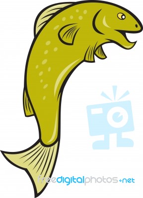 Cartoon Spotted Trout Fish Jumping Stock Image