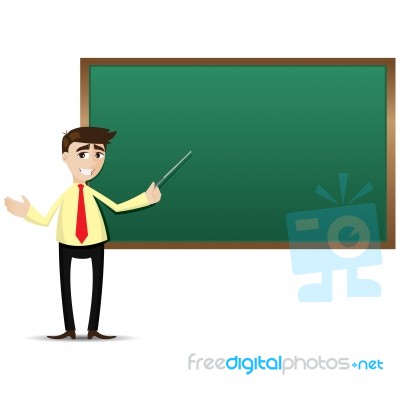 Cartoon Teacher With Black Board Stock Image