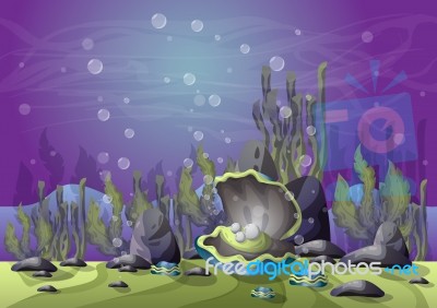 Cartoon  Underwater Landscape With Separated Layers For Game And Animation Stock Image