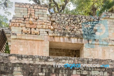 Carved Stones At The  Mayan Ruins In Copan Ruinas, Honduras Stock Photo