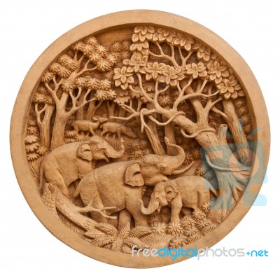 Carved Thai Elephant Stock Photo