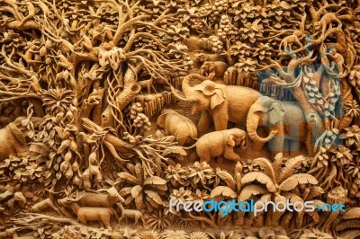 Carved Thai Elephant Stock Photo