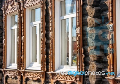 Carved Wooden Window Frames Stock Photo