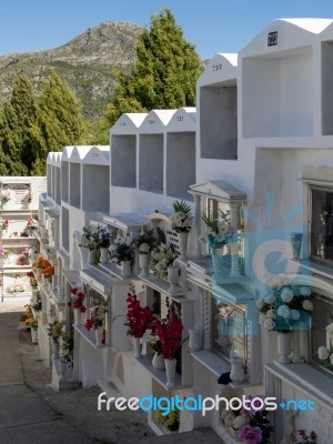 Casares, Andalucia/spain - May 5 : View Of The Cemetery In Casar… Stock Photo