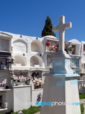 Casares, Andalucia/spain - May 5 : View Of The Cemetery In Casar… Stock Photo