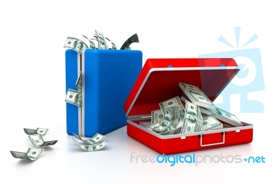 Case Full Of Dollar Stock Image