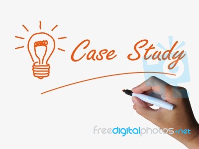 Case Study And Lightbulb Indicate Concepts Ideas And Research Stock Image