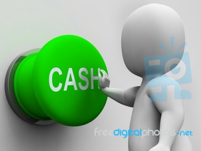 Cash Button Shows Money Earning And Spending Stock Image