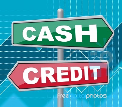 Cash Credit Signs Means Saving And Owing Stock Image