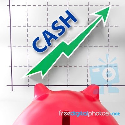 Cash Graph Means More Money And Earnings Stock Image