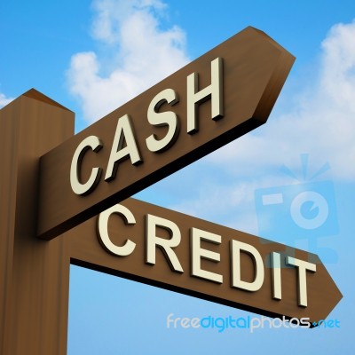 Cash Or Credit Signpost Stock Image