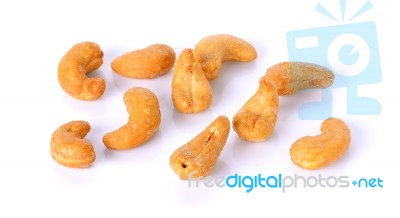 Cashew Nuts Isolated On The White Background Stock Photo