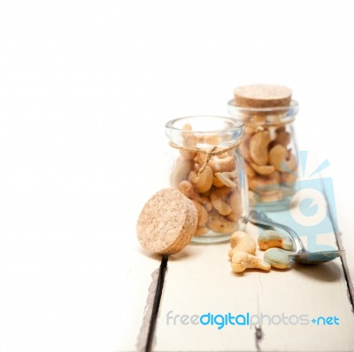 Cashew Nuts On A Glass Jar Stock Photo