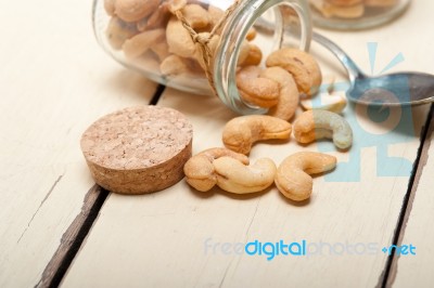 Cashew Nuts On A Glass Jar Stock Photo