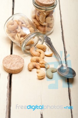 Cashew Nuts On A Glass Jar Stock Photo