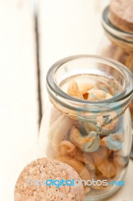 Cashew Nuts On A Glass Jar Stock Photo