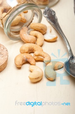 Cashew Nuts On A Glass Jar Stock Photo