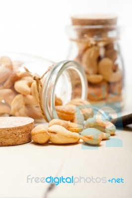 Cashew Nuts On A Glass Jar Stock Photo