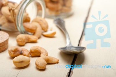 Cashew Nuts On A Glass Jar Stock Photo