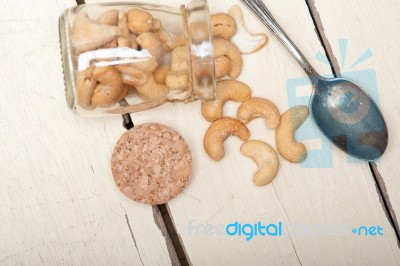 Cashew Nuts On A Glass Jar Stock Photo