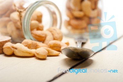 Cashew Nuts On A Glass Jar Stock Photo