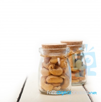 Cashew Nuts On A Glass Jar Stock Photo