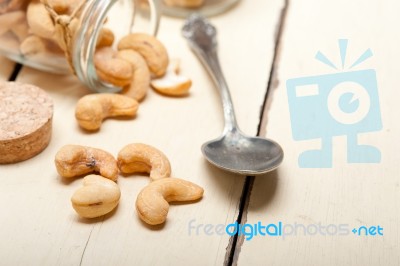 Cashew Nuts On A Glass Jar Stock Photo