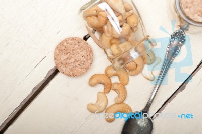 Cashew Nuts On A Glass Jar Stock Photo