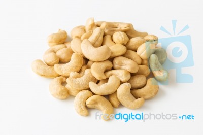 Cashew Nuts On White Stock Photo