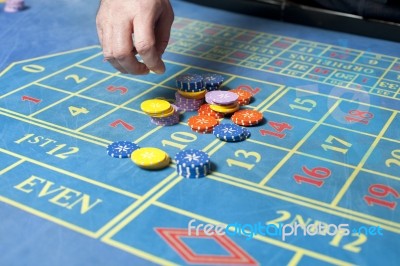 Casino Roulette Table Stock Photo