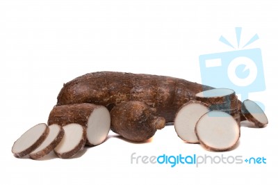 Cassava Root Isolated On A White Background Stock Photo