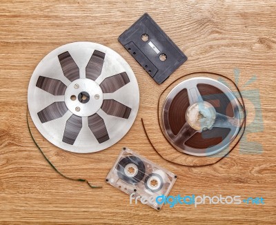 Cassettes  Tape And Reel Stock Photo