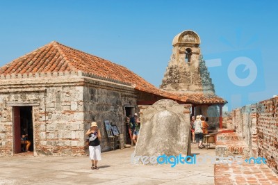 Castillo San Felipe De Barajas An Iconic Fortress In Cartagena, Stock Photo