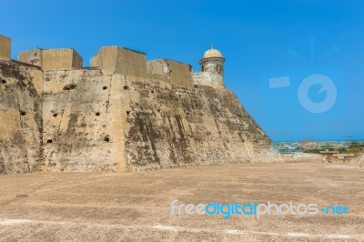 Castillo San Felipe De Barajas An Iconic Fortress In Cartagena, Stock Photo