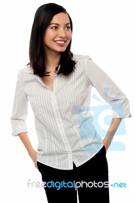 Casual Businesswoman Looking Away Stock Photo