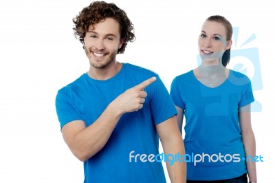 Casual Couple Over White Background Stock Photo