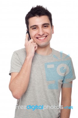 Casual Man On The Phone Stock Photo